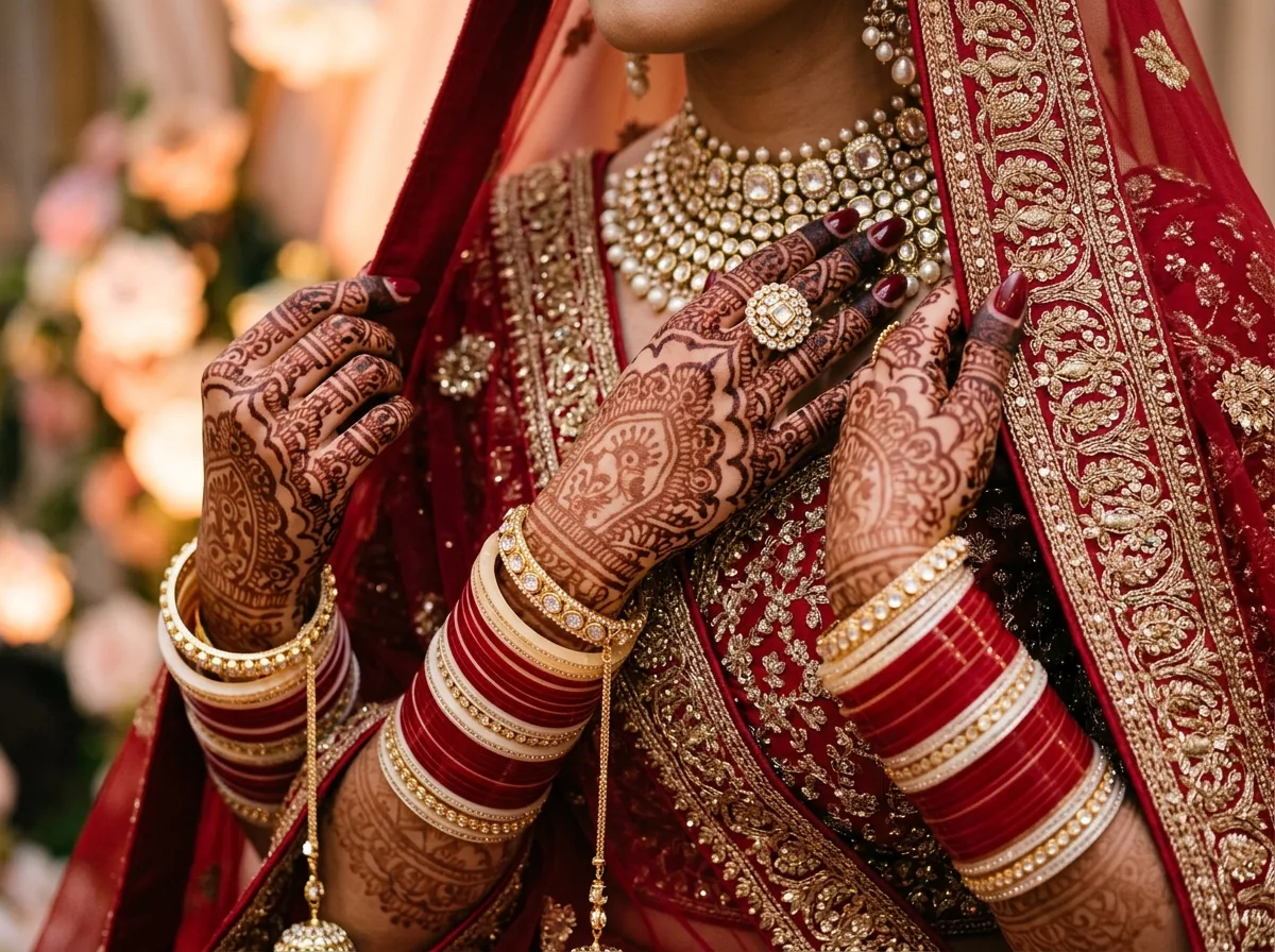 Indian Bridal Mehendi and Jewellery Details